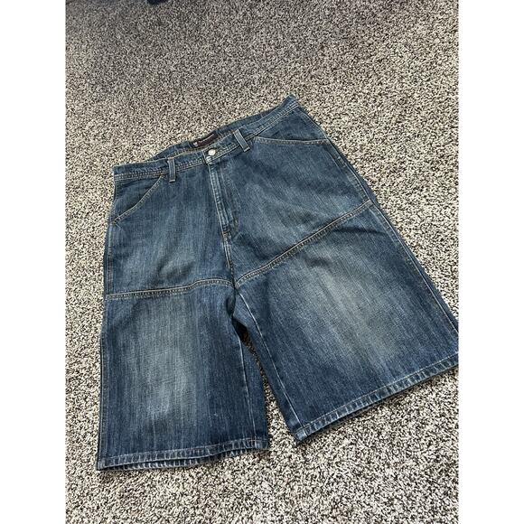 Vintage Ralph Lauren Baggy Denim Shorts Mens 34x13 Dark Wide-leg - Picture 3 of 10